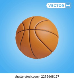 basketball 3D vector icon set, on a blue background