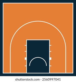 Basketball 3x3 court top view vector illustration