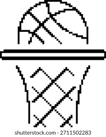 Icono de píxel de baloncesto de 8 bits. Ilustración vectorial.
