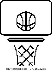 ícone de pixel de 8 bits do basketball. Ilustração vetorial.