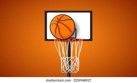 Basketball about to land in hoop,illustrations for use in online sporting events , Illustration Vector  EPS 10
