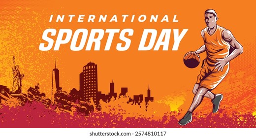 Basketball Abstract Sports Background Vector. International Sports Day Illustration. Graphic Design for the decoration of gift certificates, banners, and flyer