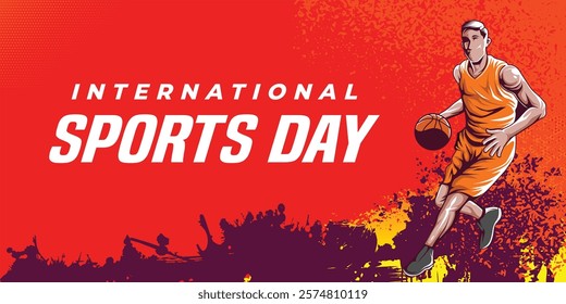 Basketball Abstract Sports Background Vector. International Sports Day Illustration. Graphic Design for the decoration of gift certificates, banners, and flyer