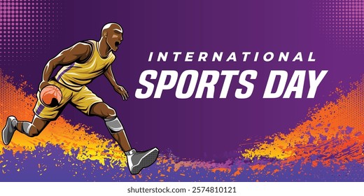 Basketball Abstract Sports Background Vector. International Sports Day Illustration. Graphic Design for the decoration of gift certificates, banners, and flyer