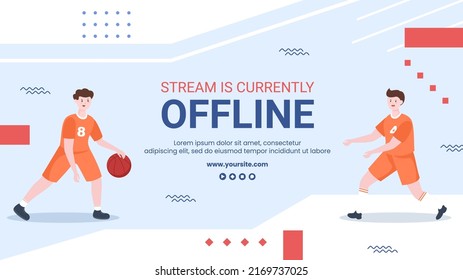 Basketball Academy Kids Social Media Template Cartoon Twitch Background Vector Illustration