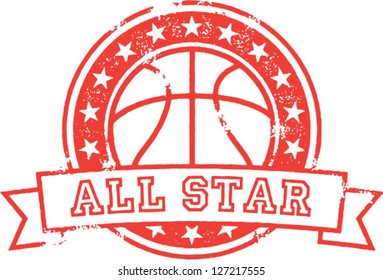 Basketball All Star Distressed Vector