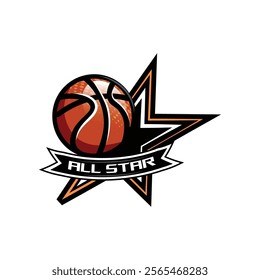 Basketball all star sports logo template concept design