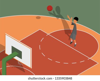 basketball alone on court