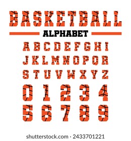 Basketball Alphabet Letters Numbers Vector Illustration. svg