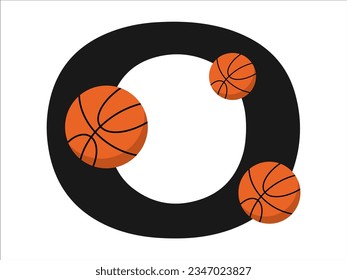 Basketball alphabet sport Letter O illustration