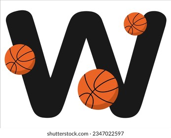 Basketball alphabet sport Letter W illustration