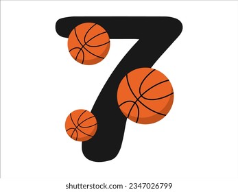 Basketball alphabet sport number 7 illustration