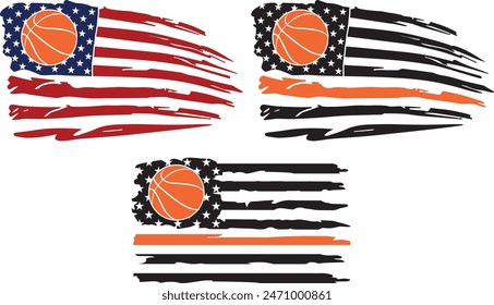 
Basketball American Flag, Basketball Clipart, US Flag