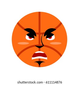 Basketball angry Emoji. Ball grumpy emotion isolated
