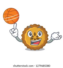 With basketball apple pie bread on cartoon Plate