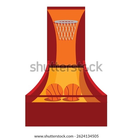 Basketball arcade game featuring two balls, inviting players to test their skills and aim for the hoop