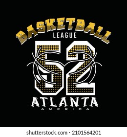 Basketball Atlanta Number and lettering hands typography graphic design in vector illustration