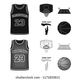 Basketball and attributes black,monochrome icons in set collection for design.Basketball player and equipment vector symbol stock web illustration.