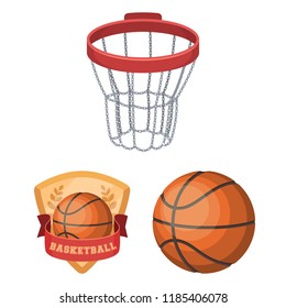 Basketball and attributes cartoon icons in set collection for design.Basketball player and equipment vector symbol stock web illustration.