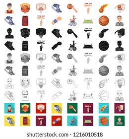 Basketball and attributes cartoon icons in set collection for design.Basketball player and equipment vector symbol stock web illustration.