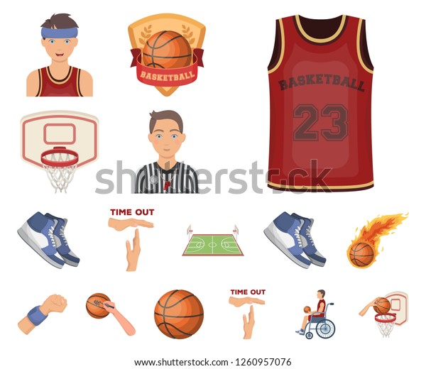 Basketball Attributes Cartoon Icons Set Collection Stock Vector 