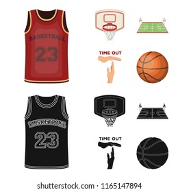 Basketball and attributes cartoon,black icons in set collection for design.Basketball player and equipment vector symbol stock web illustration.