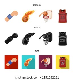 Basketball and attributes cartoon,black,flat icons in set collection for design.Basketball player and equipment vector symbol stock web illustration.