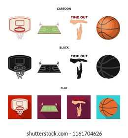 Basketball and attributes cartoon,black,flat icons in set collection for design.Basketball player and equipment vector symbol stock web illustration.