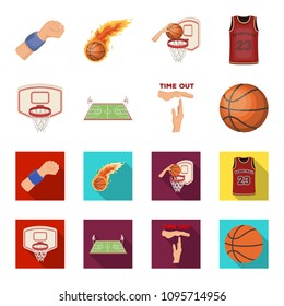 Basketball and attributes cartoon,flat icons in set collection for design.Basketball player and equipment vector symbol stock web illustration.