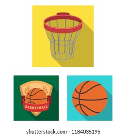 Basketball and attributes flat icons in set collection for design.Basketball player and equipment vector symbol stock web illustration.