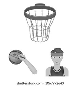 Basketball and attributes monochrome icons in set collection for design.Basketball player and equipment vector symbol stock web illustration.