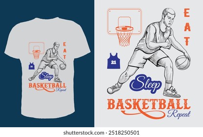 Basketball and Awesome T-Shirt Design 