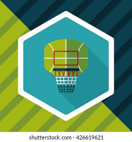 basketball backboard flat icon with long shadow,eps10