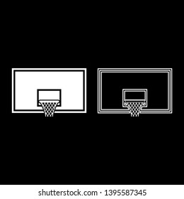 Basketball backboard Basketball hoop on backboard icon outline set white color vector