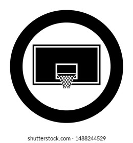 Basketball backboard Basketball hoop on backboard icon in circle round black color