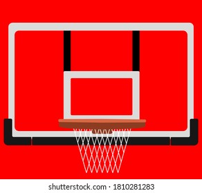 basketball backboard and hoop on red background