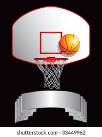 basketball backboard and hoop on silver display