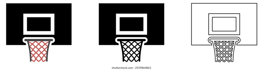 basketball backboard or ring, rim and hoop vector pictogram sign icon symbol ui and ux design, glyphs and stroke line