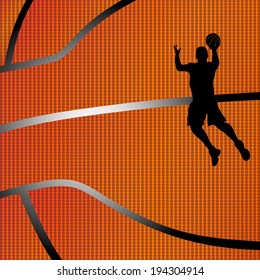 Basketball background with black color silhouette of a basketball player