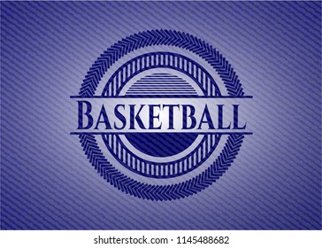 Basketball badge with jean texture