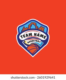 Basketball badge logo design template, basketball team logo, vector illustration, basketball emblem