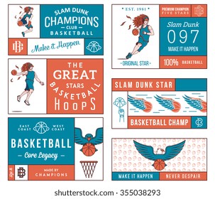 Basketball badges and crests for any use