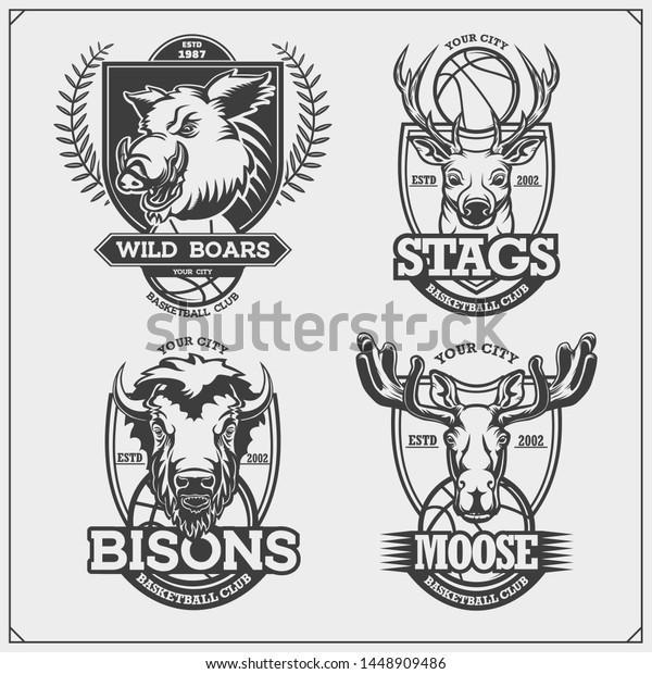 Basketball Badges Labels Design Elements Sport Stock Vector