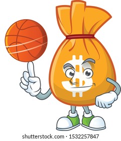 With basketball bag of money 