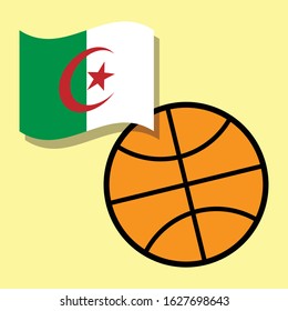 Basketball ball with Algeria flag