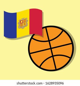 Basketball ball with Andorra national flag