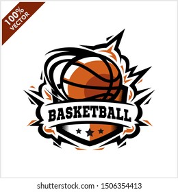 Basketball ball badge logo vector