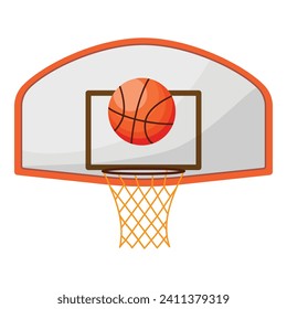 Basketball ball at basket icon cartoon vector. Gym ball. Player court game