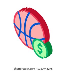 Basketball Ball Betting And Gambling Icon Vector isometric sign. color isolated symbol illustration