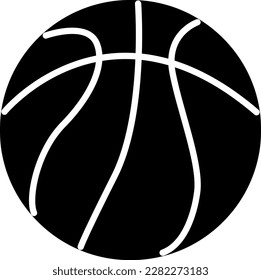 Ícono negro de la pelota de baloncesto. Icono de deportes vectoriales. Icono del logotipo del baloncesto.